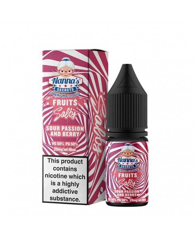 SOUR PASSION AND BERRY NICOTINE SALT E-LIQUIDS BY NANNA'S SECRET FRUITS SALTY