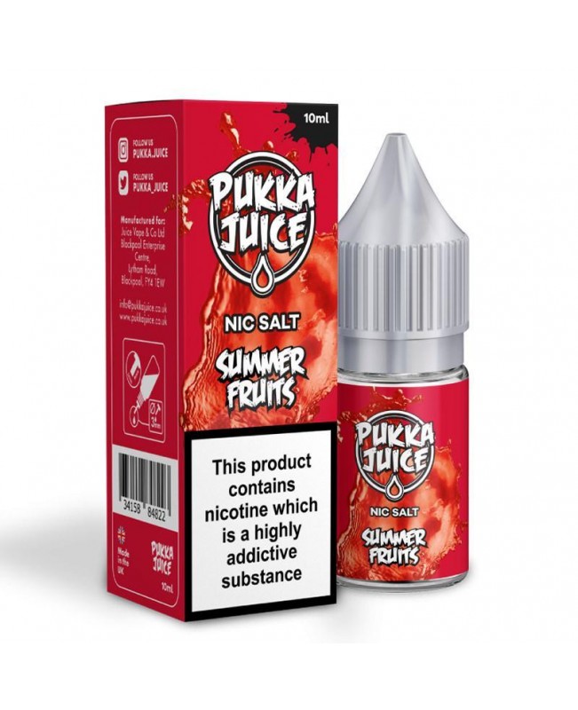 SUMMER FRUITS NICOTINE SALT E-LIQUID BY PUKKA JUICE