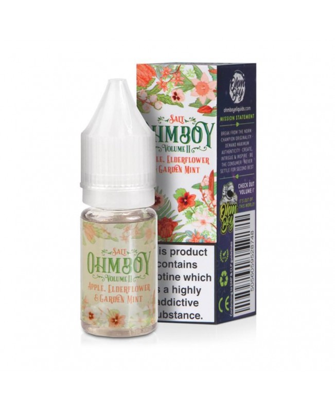 APPLE, ELDERFLOWER AND GARDEN MINT NICOTINE SALT E-LIQUID BY OHM BOY VOLUME II