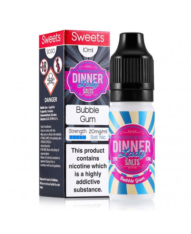 BUBBLE GUM NICOTINE SALT E-LIQUID BY DINNER LADY SALTS