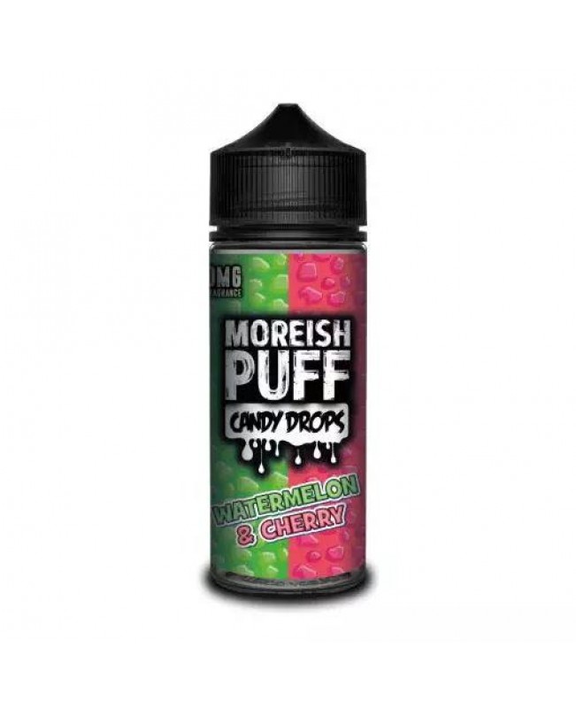 WATERMELON & CHERRY E LIQUID BY MOREISH PUFF - CANDY DROPS 100ML 70VG