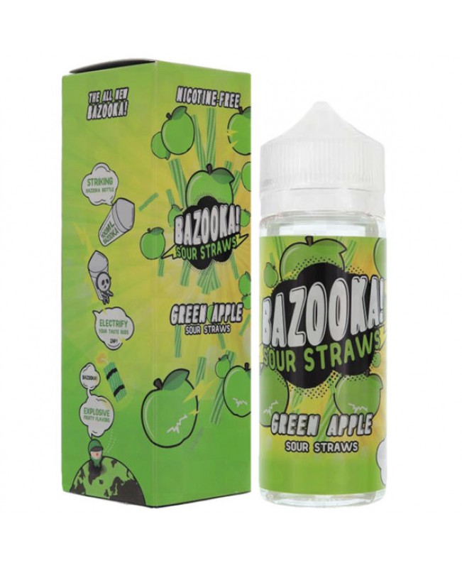 GREEN APPLE SOUR STRAWS E-LIQUID BY BAZOOKA 100ML 70VG