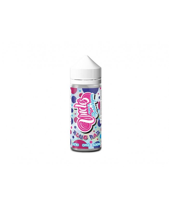 BLUE RAZ BUBBLEGUM E LIQUID BY UNCLES VAPE CO 100ML 70VG