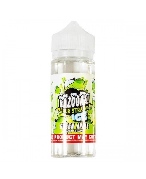 GREEN APPLE ICE SOUR STRAWS E-LIQUID BY BAZOOKA 10...