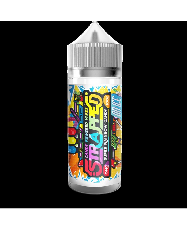 SUPER RAINBOW CANDY ON ICE E LIQUID BY STRAPPED 100ML 70VG