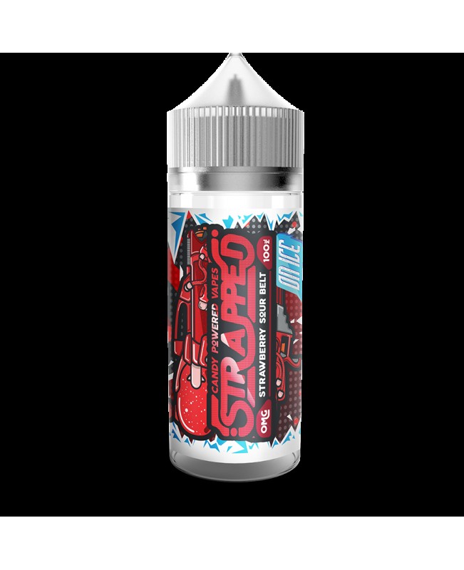 STRAWBERRY SOUR BELT ON ICE E LIQUID BY STRAPPED 100ML 70VG