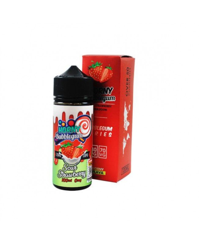 SOUR STRAWBERRY BUBBLEGUM E LIQUID BY HORNY FLAVA 100ML 70VG