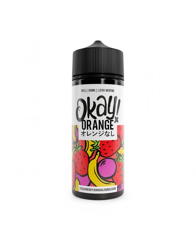 STRAWBERRY BANANA BUBBLEGUM E LIQUID BY OKAY ORANGE 100ML 70VG